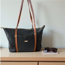 Gözde Mağazacılık Şerit Detaylı Büyük Boy Geniş Hacimli Cep Detaylı Kadın Omuz Çantası