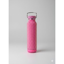  bluetooth hoparlörlü taşlı termos 500 ml – paslanmaz çelik, taş kaplama, pembe