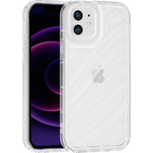 Vissona iPhone 12 Uyumlu Telefon Kılıfı Kamera Çıkıntılı Kabartmalı Parlak Desenli Darbe Emici Silikon Kılıf