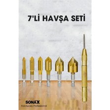 7'li Hss Titanyum Kaplı Kılavuz ve Havşa Matkap Ucu Seti + Otomatik Zımba