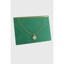 Megass Dekor Süet Kumaş Yeşil Renk 34/24 cm Enine Tırnaklı Ayaklı Tesbih-Kolye-Zincir Sergileme Standı