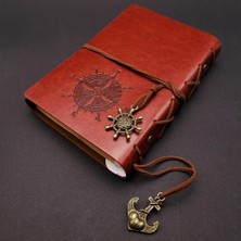 Homevia  Kahverengi Pusula Temalı Deri Defter