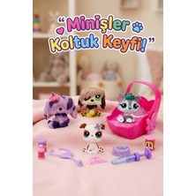 Craftivio 4'lü Sevimli Miniş Figür Seti - Taşıma Çantalı Veteriner ve Bakım Oyuncakları