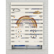 BRIGHTCOVER Kahverengi Gökkuşağı Vektörel Baskılı Zebra Perde - Gece Gündüz - Bebek Odası Perdesi | Kokusuz Mürekkeple Basılmış  Zebra Perdeler ile Sende Tarzını Yansıt! | 1 Dakikada Pratik Montaj