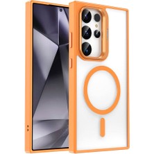 Galaxy S24 Ultra Kılıf Magsafe Şarj Özellikli Standlı Stsr Magsafe Klon Kapak-Turuncu