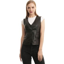 Bueno Shoes Siyah 132 Natural Deri Kadın Deri Yelek 15B1262 15B1262