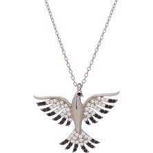 Nagiss Siyah Zirkon Taşlı Anka Kuşu Model 925 Ayar Gümüş Kadın Kolye