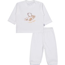 Albimini Minidamla Velboa Uçaklı Erkek 2li 1-6 Ay Takım - Ekru 6-9 Ay