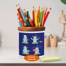 Asilmeydan Duygulu Robot Karakter Ahşaplı Seramik Kalemlik -2147727886