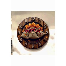 AA Shop Bitki Renkli Baskı Desenli Sayılı Hediyelik Ahşap Sessiz Tablo Duvar Saati 603