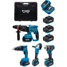 Power Black Şarjlı Alçıpanlı 4 Lü Set + Vidalama + Avuç Taşlama + 3 Batarya 1 Şarj Cihazı