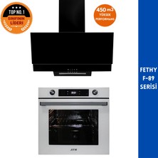Afm Tech June Fethy F-89  2'li Ocak ve Fırın Siyah-Beyaz Turbolu  Ankastre Set ( FM7701 + FM3250)