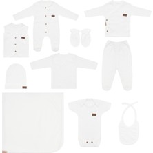 Maxhilda Bebe Erkek - Kız Bebek 10 Parça Hastane Çıkışı Zıbın Seti Natural Pastel Renk (Hediye Paketi Yapılır)