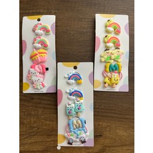 Gülümse Gel Kız Çocuk Kuromi My Melody Cinnamoroll Pompompurin 1 Kart 7'li Pens Lastik Toka Gökkuşağı Gökkuşaklı