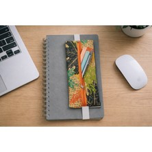 Syaze Dijital Baskı Yaprak Desenli Lastikli Defter Kalemliği