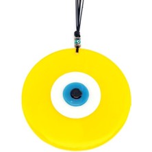 Homevia Sarı Renk Nazar Boncuklu 20 Santimetre El Yapımı Cam Duvar Süsü