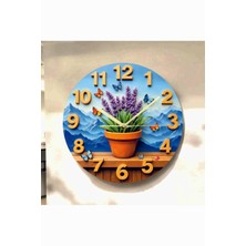 AA Shop Bitki Doğa Renkli Baskı Desenli Sayılı Hediyelik Ahşap Sessiz Tablo Duvar Saati 694