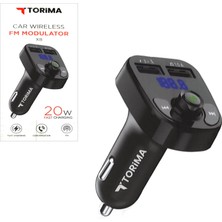 Trm X-8 Siyah 20W Hızlı Şarjlı Bluetooth Transmitter Araç Şarj Cihazı USB Fm