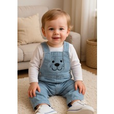 Baby Buu Ayıcıklı Kot Salopet Bebek Takımı Uzun Kollu 2 Parça