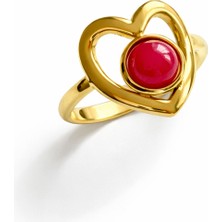 Venüs Design Çelik Pembe Taşlı Kalp Yüzük (Ayarlanabilirdir)