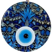 Homevia Turkuazın Zarafeti Nazar Boncuklu Füzyon Cam 16 Santimetre Çapında Elegant Duvar Süsü