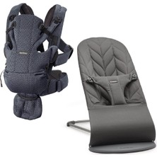 Babybjörn 2'li Set Bliss Ana Kucağı Petal Woven & Kanguru Move Mesh Anthracite