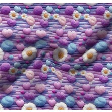 Podyum Baskı Örgü Efektli Papatyalı Dijital Baskılı Döşemelik Koltuk Kumaşı, Kırlent, Minder Kaplama Kumaşı 100X140CM