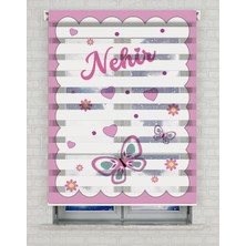 BRIGHTCOVER Pembe Kelebekler Baskılı Zebra Perde - Gece Gündüz - Bebek Odası Perdesi - Kız Çocuk Odası Perdesi | Kokusuz Mürekkeple Basılmış  Zebra Perdeler ile Sende Tarzını Yansıt! | 1 Dakikada Pratik Montaj