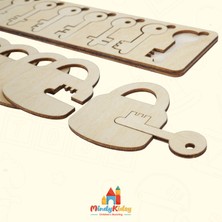 Mindy Kidsy Ahşap Anahtar Kilit Eşleştirme Oyunu Doğal Yapboz | Montessori Eğitici Zeka Oyuncağı