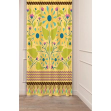 Greendecor Bohem Çiçek Yaprak Antika Desenli Özel Tasarım Dijital Baskılı (Tek Kanat) Modern Şık Tarz Fon Perde