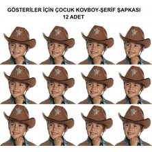 Pilelistore Kovboy Şerif Şapkası Kahve 12 Adet - Kostüm, Parti ve Gösteri Şapkası