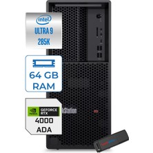 Lenovo Thinkstation P3 Tower Gen2 Intel Core Ultra 9 285K 64GB 1tb SSD 20GB/RTX4000 750W Platinum Windows 11 Pro Masaüsüt Iş Istasyonu 30HT006QTRP22 + Zettausb