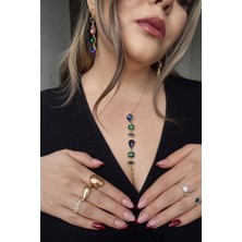 Elivorastore Şıklığı Yansıtan Çelik Ikili Takı Seti Y Kolye ve Küpe