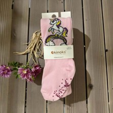 Ekinoks Unıcorn Koton Dikişsiz Kaymaz Tabanlı Kız Çocuk Külotlu Çorap - RYZEÇ004 - Pembe - 1 - 2  Yaş Pembe
