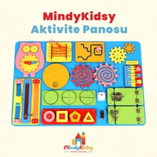 Mindy Kidsy Montessori Aktivite ve Öğrenme Panosu Eğitici 60X40 Geliştirici Ahşap Oyuncak Tahtası