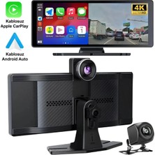 Embatech 10.26 İnç Carplay Android Auto Uyumlu Büyük Ekran Tak Çalıştır 4K Ön/Arka Çift Kameralı Araç Ekranı