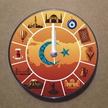 Bsb Türkiye Temalı Magnet Saat Buzdolabı Süsü Duvar Saati 10,5cm MS1074