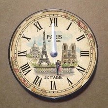 Bsb Paris Temalı Magnet Saat Buzdolabı Süsü Duvar Saati 10,5cm MS3011