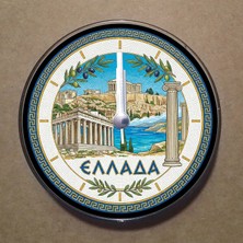 Bsb Yunanistan Temalı Magnet Saat Buzdolabı Süsü Duvar Saati 10,5cm MS3015
