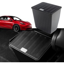 Ramm Tesla Model Y Arka Koltuk Orta Bölüm Çöp Kutusu - Basıp Açılır Kapaklı - Mat Siyah