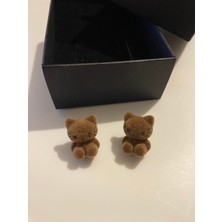 Pulinin Dükkanı Peluş Kedicik Figürlü Küpe_sevimli Kedi Tasarım/hafif & Günlük Kullanım