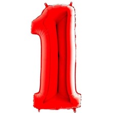 BenimMarifetlerim 1 Rakamı Kırmızı Folyo Balon 40 Inch 90 cm