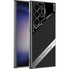 Galaxy S23 Ultra Kılıf Kamera Korumalı Suni Deri Tasarım Stsr Yeni Seri Procase Kapak-Siyah