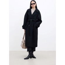 Ohepmoda Kemerli Oversize Premium Kadın Kaşe Kaban