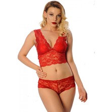 Pilelistore Kırmızı Bralet Dantelli Sütyen Takım 2' Li - 6255