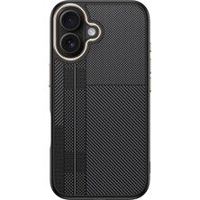 StilStoreTr iPhone 16 Plus Kılıf M-Safe Şarj Özellikli Karbon Fiber Görünümlü Stsr Antina Kapak - Siyah-Gri