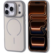 StilStoreTr iPhone 17 Pro Max Kılıf M-Safe Şarj Özellikli Kamera Standlı Zore Notron Kapak - Gri