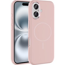 iPhone 16 Kılıf M-Safe Şarj Özellikli Metal Kamera Çerçeveli Zore Edi Silikon Kapak - Rose Gold