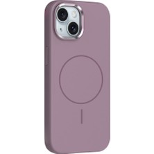 StilStoreTr iPhone 14 Kılıf M-Safe Şarj Özellikli Metal Kamera Çerçeveli Stsr Edi Silikon Kapak - Mor