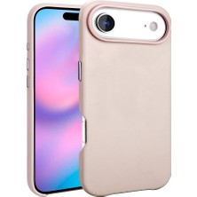 iPhone 17 Air Kılıf M-Safe Şarj Özellikli Pu Deri Görünümlü Stsr Kupra Kapak - Pembe